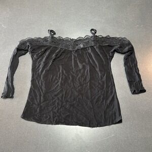 Off Shoulder with straps Gypsy & Moondust Black Blouse L Crochet trim stretchy